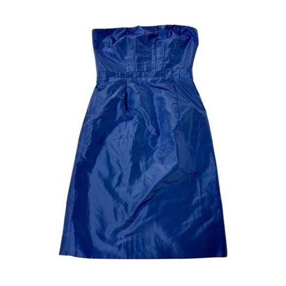 J.Crew Dresses & Skirts - J.Crew Womens Blue 100% Silk Strapless Cocktail Dress Size 2 Pleated Bodice